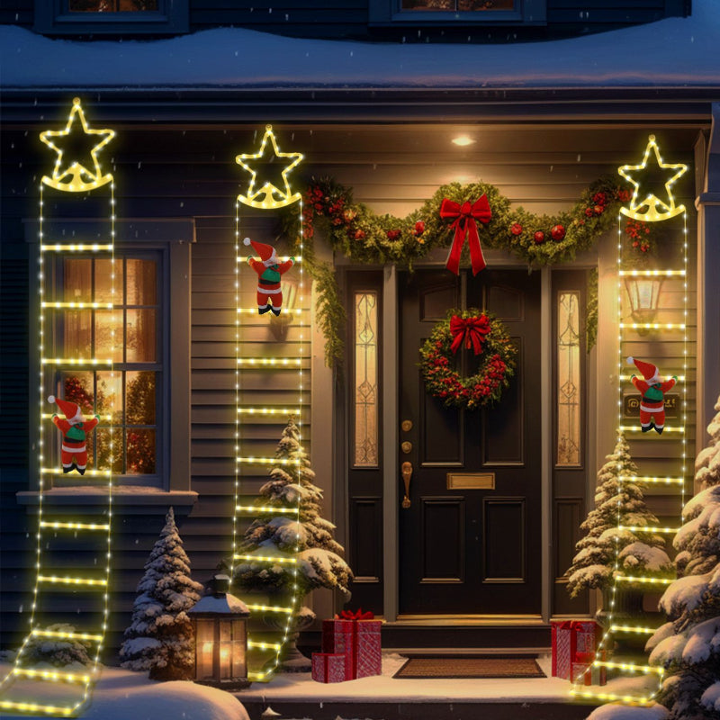 New Star-shaped Staircase Light Santa Claus Ladder Light String Outdoor Waterproof Holiday Decorative Ladder Light