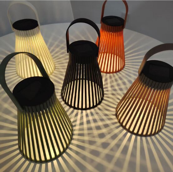 Outdoor Solar Mesh Cover Hanging Lamp Waterproof Bamboo-woven Light Ambient Projection Lamp