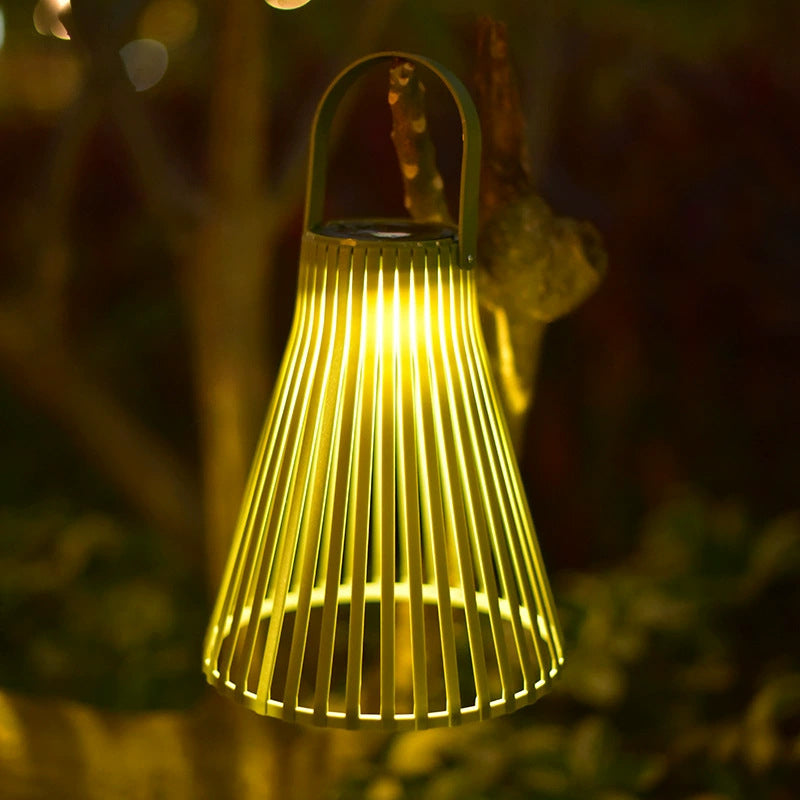 Outdoor Solar Mesh Cover Hanging Lamp Waterproof Bamboo-woven Light Ambient Projection Lamp