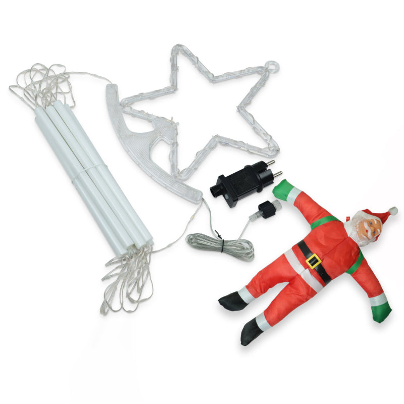 New Star-shaped Staircase Light Santa Claus Ladder Light String Outdoor Waterproof Holiday Decorative Ladder Light