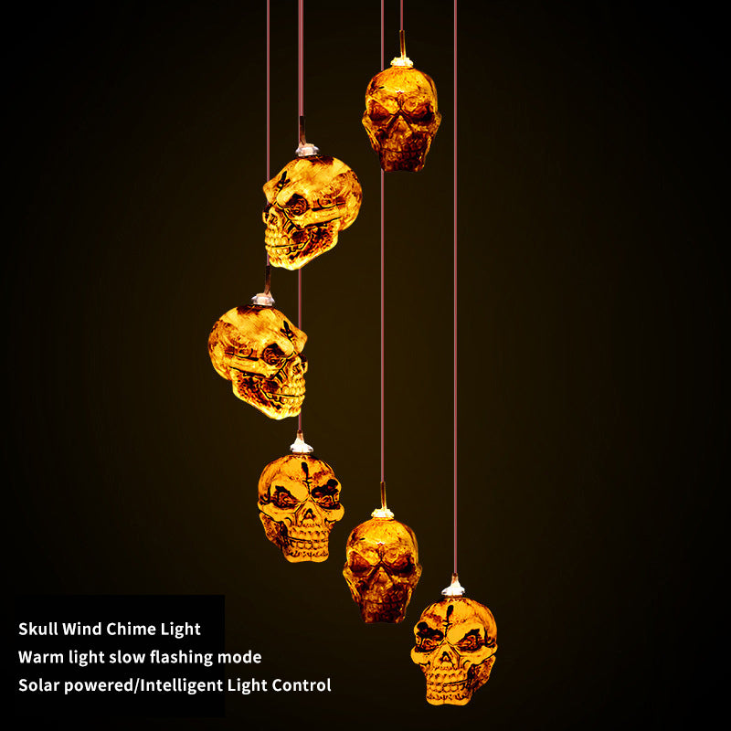 LED Outdoor Solar Wind Chime Light Waterproof Wind Turning Hanging Lights for Halloween Ornament