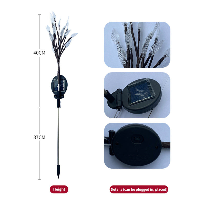 Wholesales LED Solar Tree Branch Light Outdoor Simulation Green Plant Plug-in Light Lawn Light