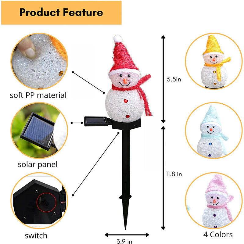 Outdoor LED Waterproof Solar Snowman Light Ground Plug Light Lawn Light for Christmas