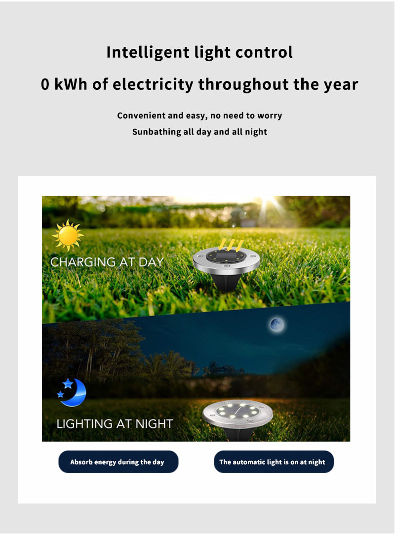 Solar Underground Light Outdoor Circular Plug-in Light Embedded Waterproof Courtyard Lawn Light