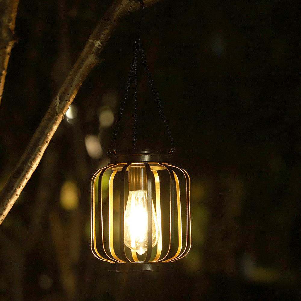 Outdoor Solar Hanging Light Waterproof Retro LED Iron Art Lanterns for Garden Decoration