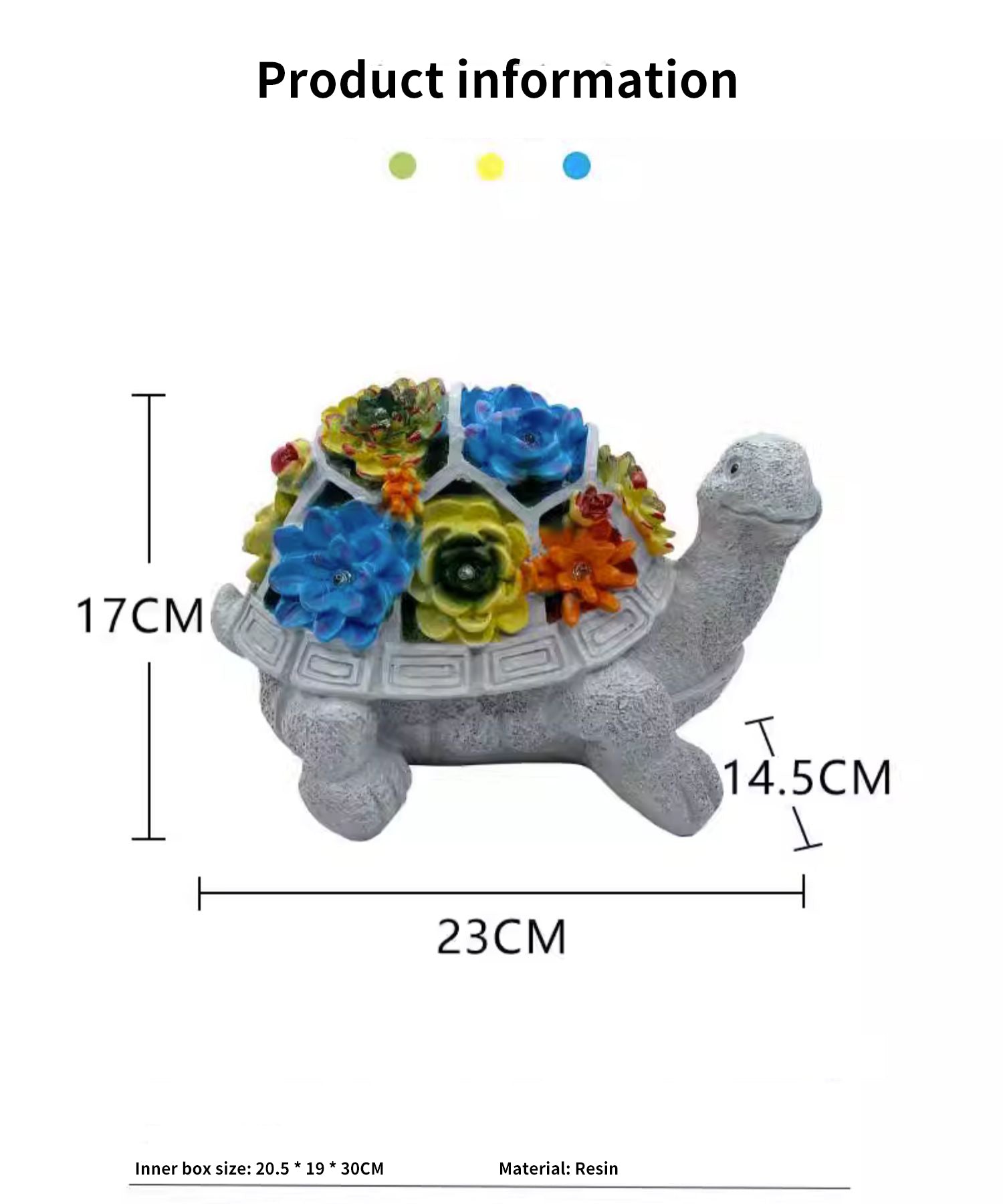 Outdoor Solar Light Succulent Turtle Sculpture Creative Ornament Resin Courtyard Landscape Decoration