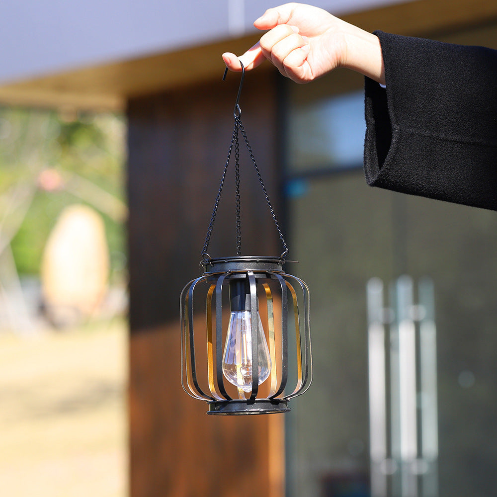 Outdoor Solar Hanging Light Waterproof Retro LED Iron Art Lanterns for Garden Decoration