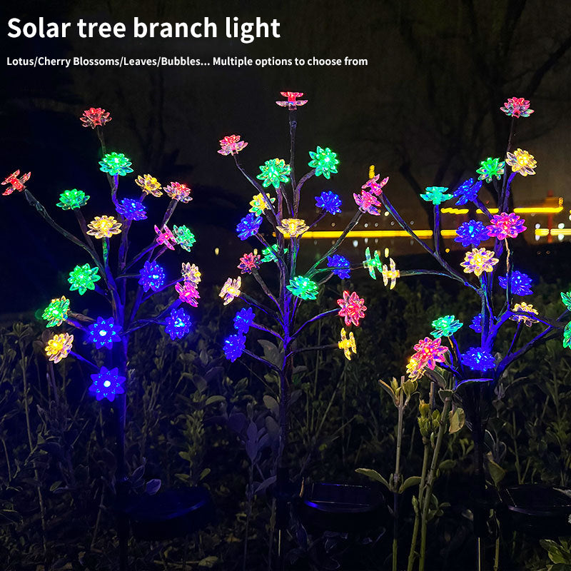 Wholesales LED Solar Tree Branch Light Outdoor Simulation Green Plant Plug-in Light Lawn Light