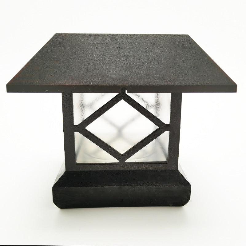 Solar Retro Simple Column Headlights Wooden Stakes Shape Outdoor Walls Lights for Courtyard Decoration