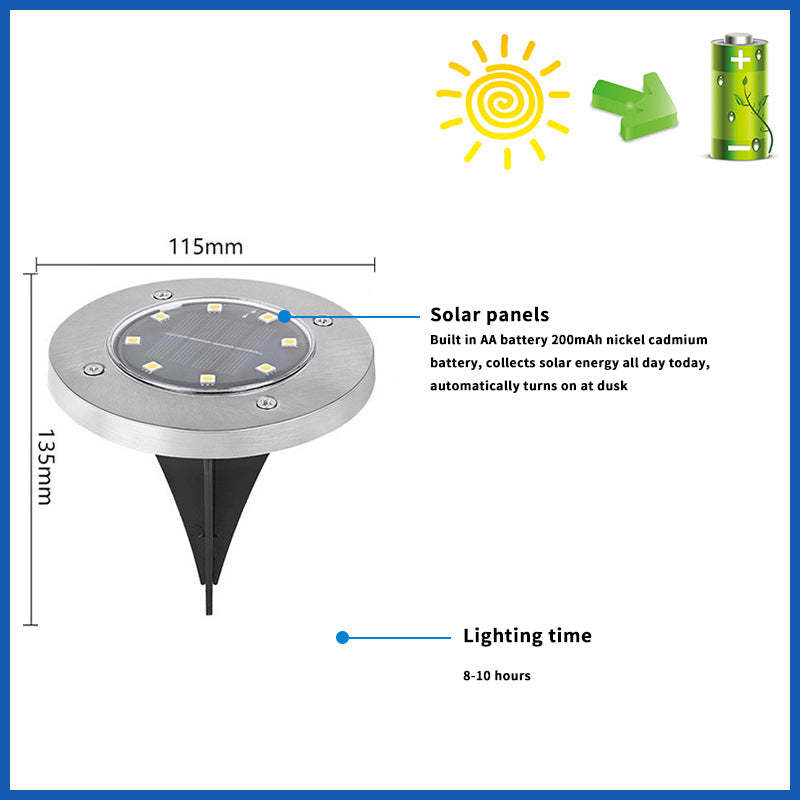 Solar Underground Light Outdoor Circular Plug-in Light Embedded Waterproof Courtyard Lawn Light