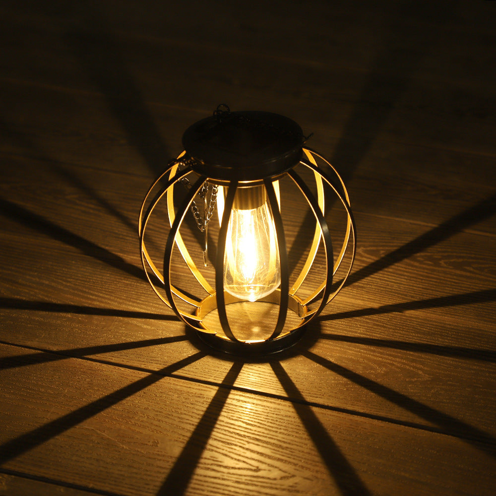 Solar Outdoor Waterproof Retro Garden Hanging Light Pumpkin Lantern LED Iron Art Decoration