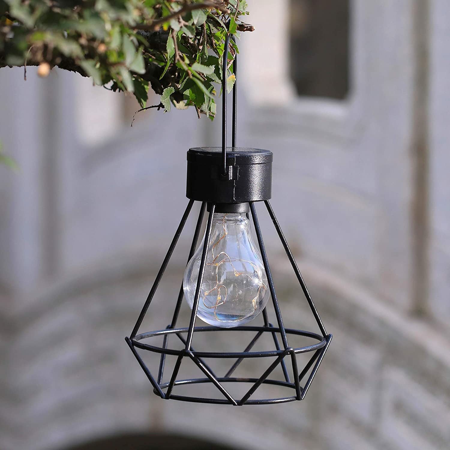 Solar Iron Retro Lantern LED Light Hanging Lighting Tungsten Filament Lamp Waterproof Outdoor Courtyard Decorative Light
