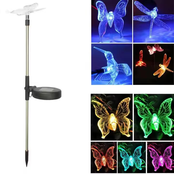 LED Solar Color-Changing Butterfly Dragonfly Light for Outdoor Patio Decorative Lawn Garden Landscape Theme Park Use