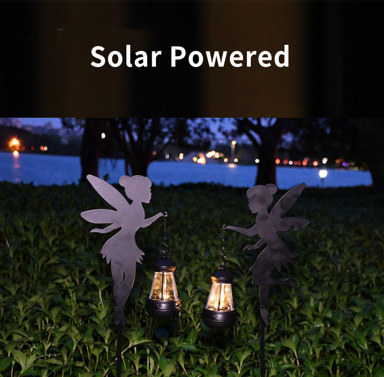 Metal Fairy Stake Solar Light LED Lawn Light Ironwork Ground Socket Lamp Waterproof Plug-in-Light for Road Decoration