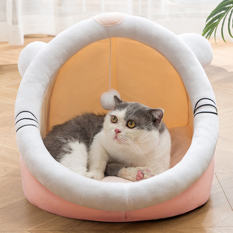 New Interactive Animal Model Nest Sleep and Play in a Pet House Semi-closed Soft Cat Bed