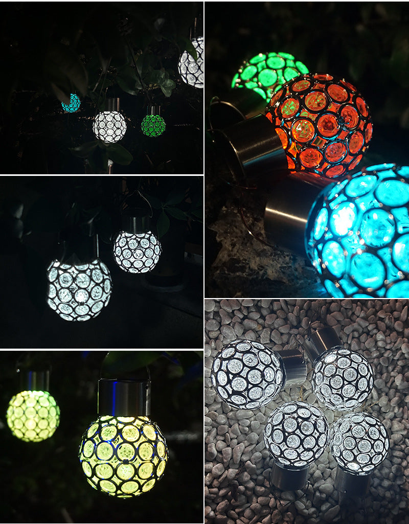 Outdoor Solar Hollow Ball Light Waterproof Coated Ball Hanging Light for Garden/Patio Decor