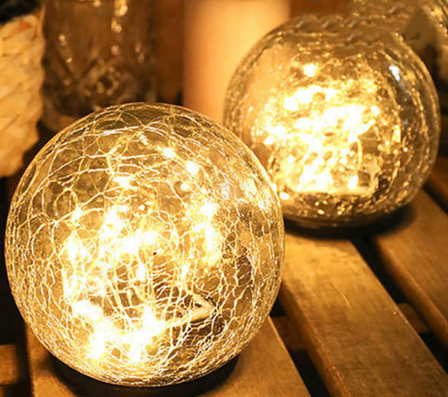 Solar Lawn Light Cracked Glass Ball Waterproof Garden Ornaments Plug-in Courtyard Light for Outside