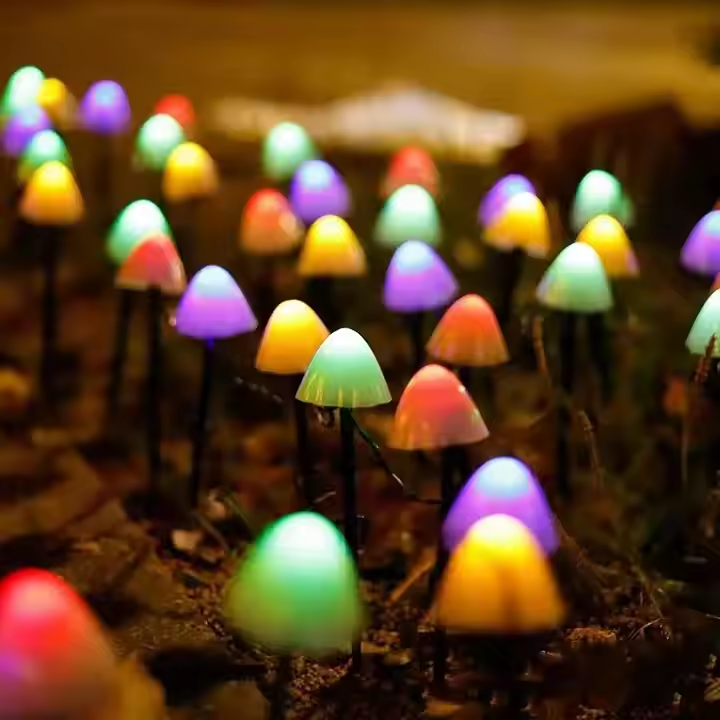 Mini Mushroom Solar Light LED String Lights Plug in Garden Decoration for Landscape and Theme Park