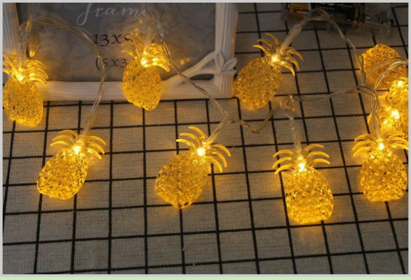 LED Solar Pineapple Shape Light String Waterproof Outdoor Plug in Light String for Garden Landscape Theme Park Decorative Use