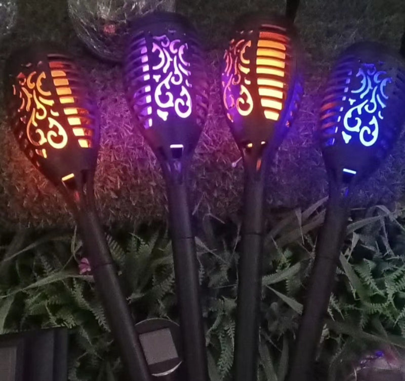 Waterproof LED Outdoor Solar Light Landscape Plug in Light Mini Torch Light with Patterns for Courtyard Decorative