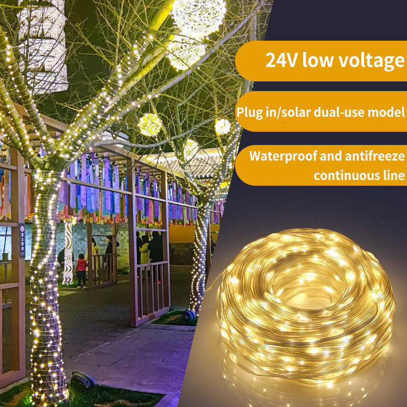 Outdoor Solar String Light Portable LED Rope Light Rainbow Tube Tree Light String for Festival Decoration