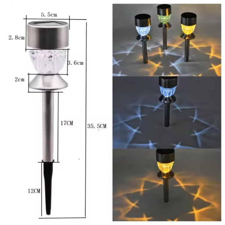 Outdoor Solar Lawn Light with Stainless Steel Body LED Garden Lighting Atmosphere Lamp Path Plug in Light