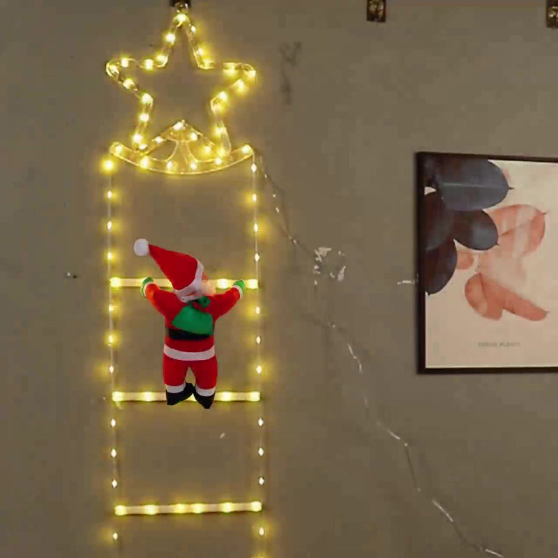 New Star-shaped Staircase Light Santa Claus Ladder Light String Outdoor Waterproof Holiday Decorative Ladder Light
