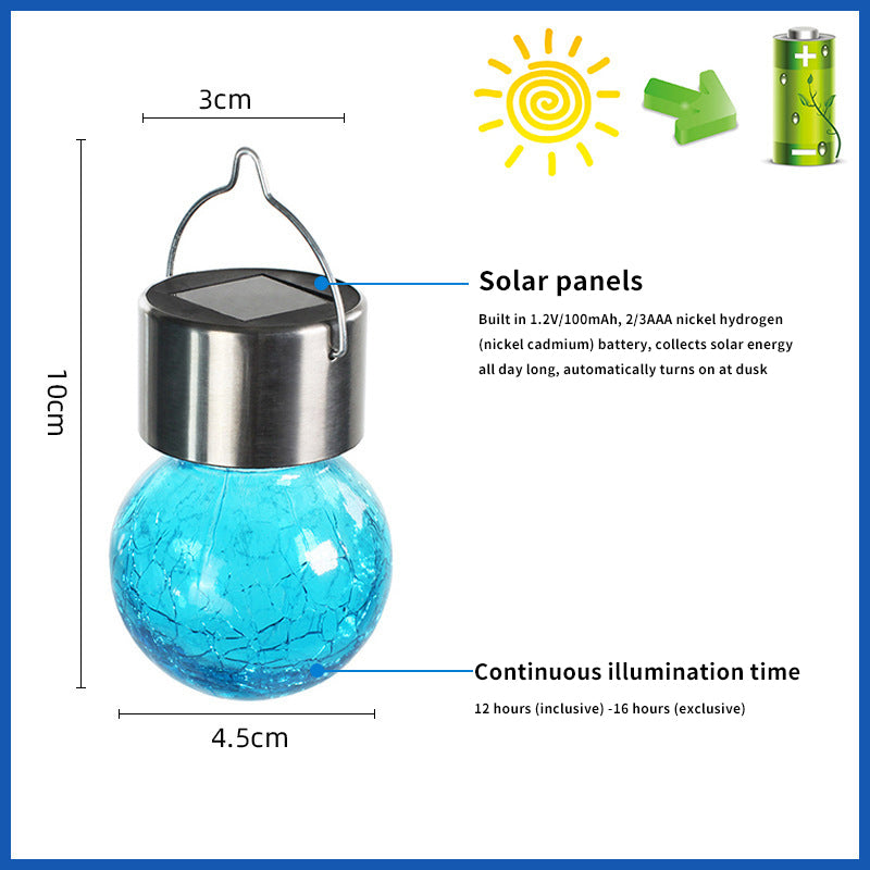 Outdoor Waterproof Decorative Solar Light Cracked Glass Ball Pendant Lamp Courtyard Landscape Solar Light