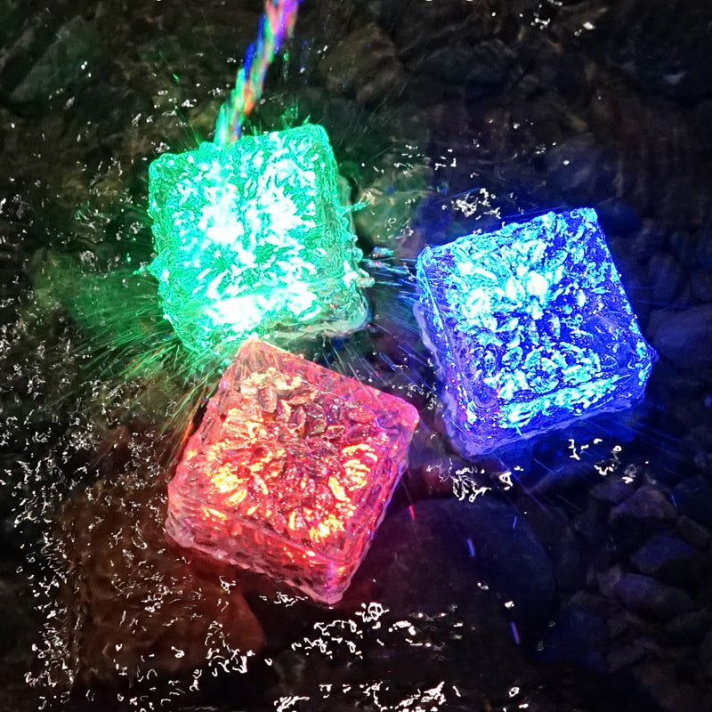 LED Solar Waterproof Lawn Light Crystal Brick Shaped Ground Plug Light for Courtyard Decoration