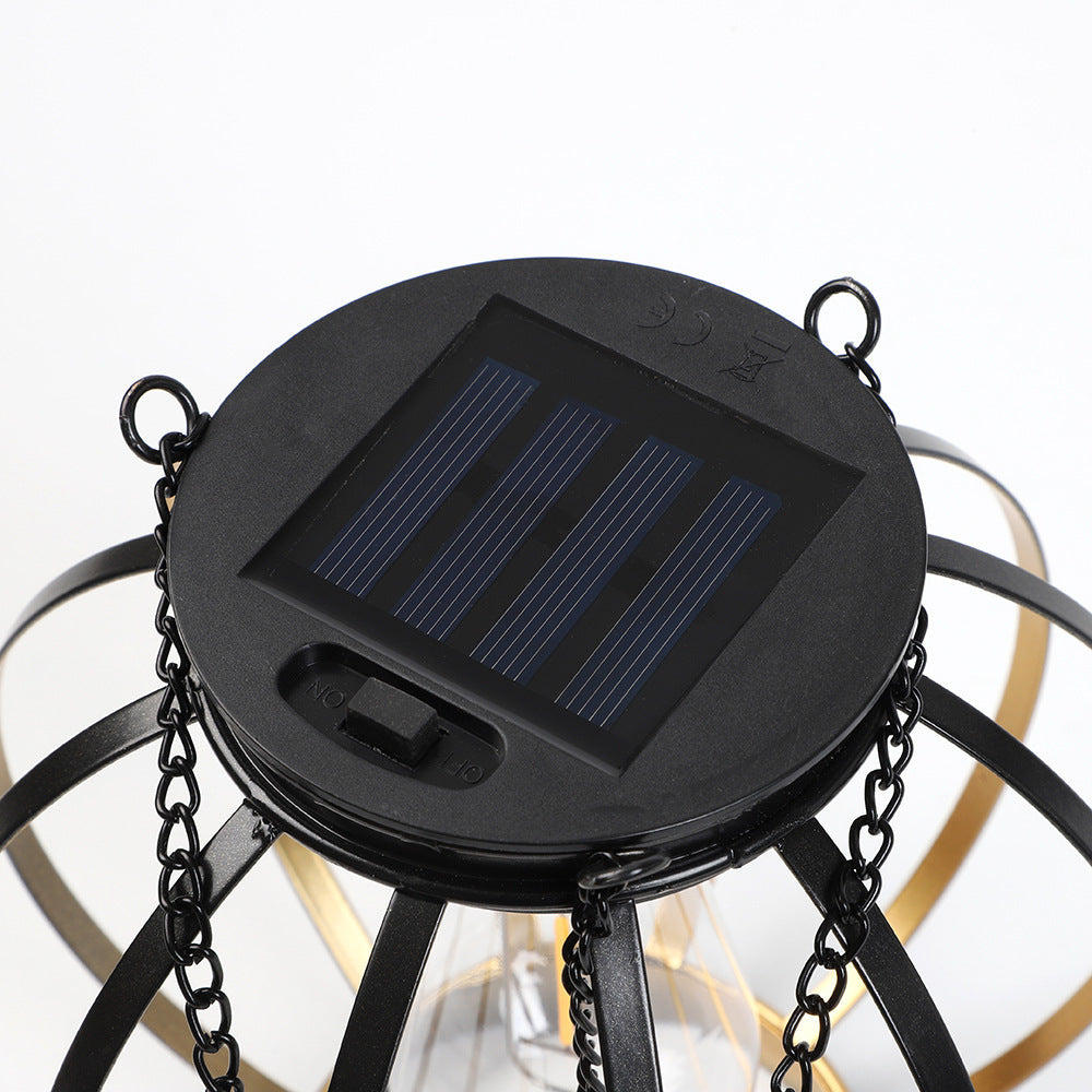 Outdoor Solar Hanging Light Waterproof Retro LED Iron Art Lanterns for Garden Decoration