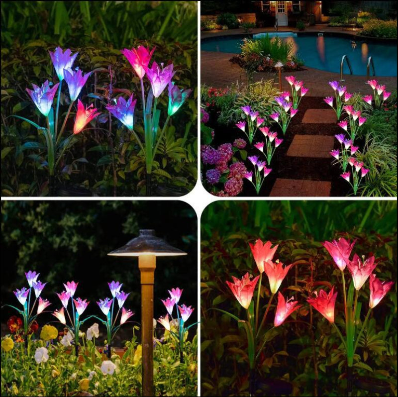 Outdoor Waterproof LED Solar Simulated Flower Light Landscape Lawn Lights for Garden Decoration