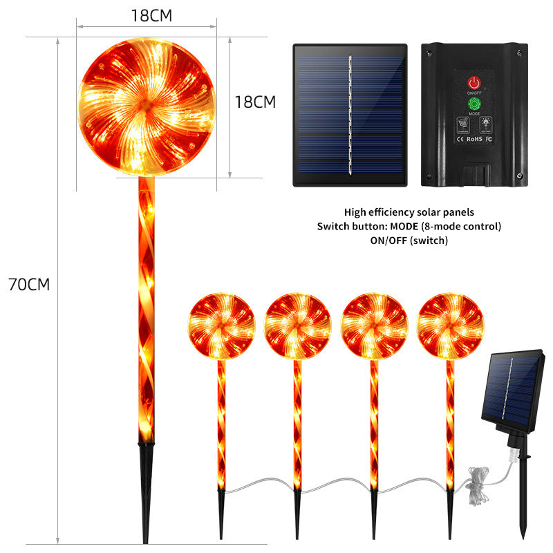 Candy Shape Solar Light Outdoor Waterproof LED Lollipop Stick Lawn Light for Festival Decoration
