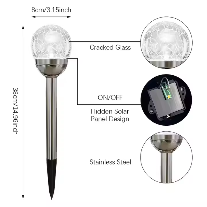 LED Outdoor Solar Light Stainless Steel Crack Lamp Waterproof Ground Stake Solar Light Garden Lawn Landscape Plug in Light