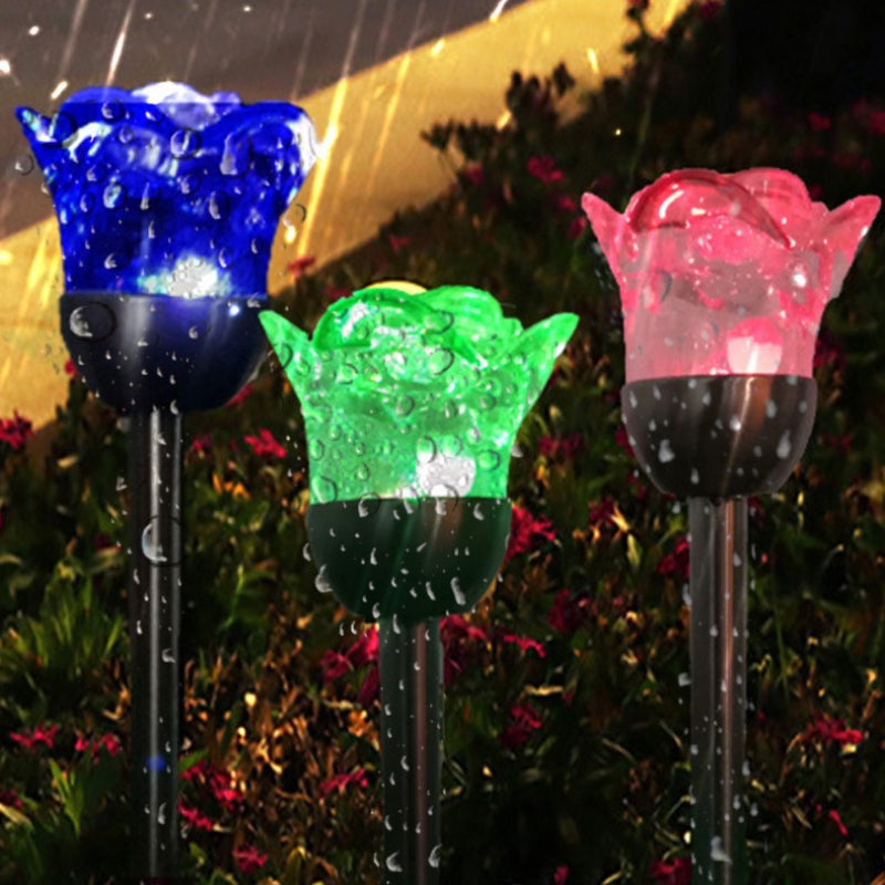 LED Waterproof Solar Simulated Rose Design Light Lawn Lights for Garden Landscape Decoration