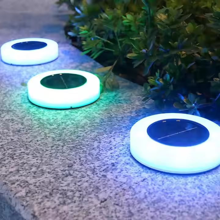 Outdoor Solar Underground Light Circular Plug-in Light Embedded Waterproof Colorful Courtyard Pathway Lawn Light
