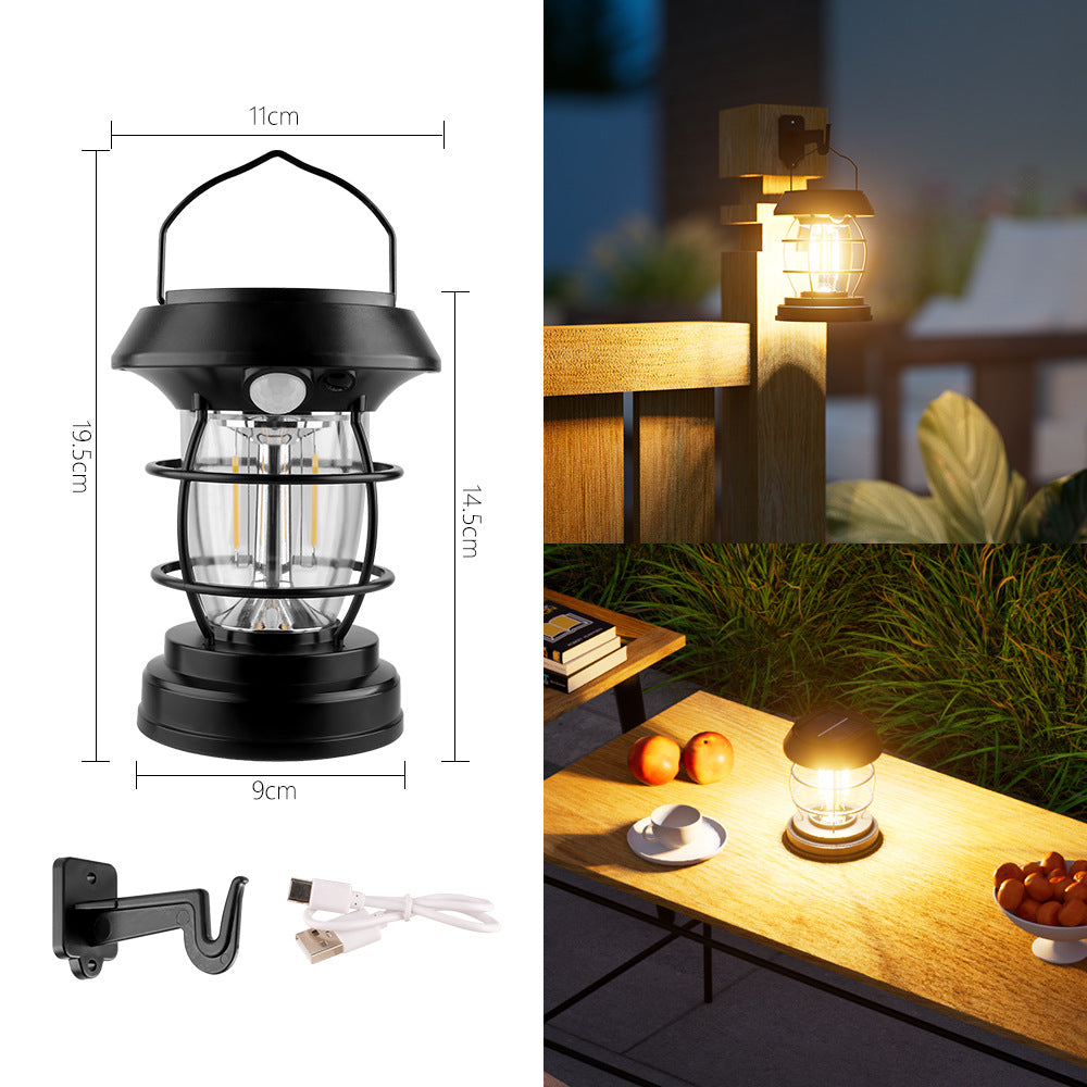 Outdoor Waterproof Solar Induction Light Multifunctional Hanging Camping Light with USB