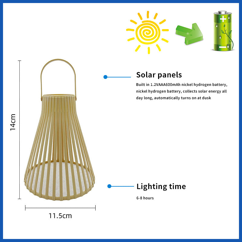 Outdoor Solar Mesh Cover Hanging Lamp Waterproof Bamboo-woven Light Ambient Projection Lamp