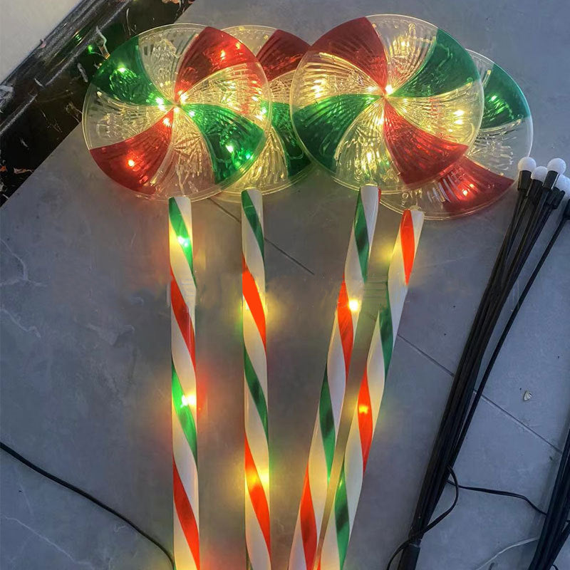 LED Outdoor Candy Shape Solar Light Plug in Light Waterproof Lawn Light for Christmas Festival Decoration