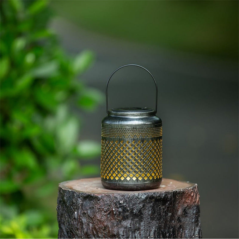 Outdoor Waterproof Retro Iron Hanging Light Solar Garden Hollow Light for Art Decoration