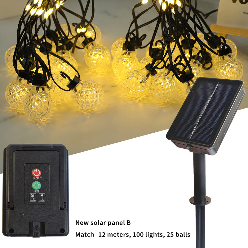 LED Pineapple Ball String of Bulbs Outdoor Waterproof Solar Light String Garden Decorative Light