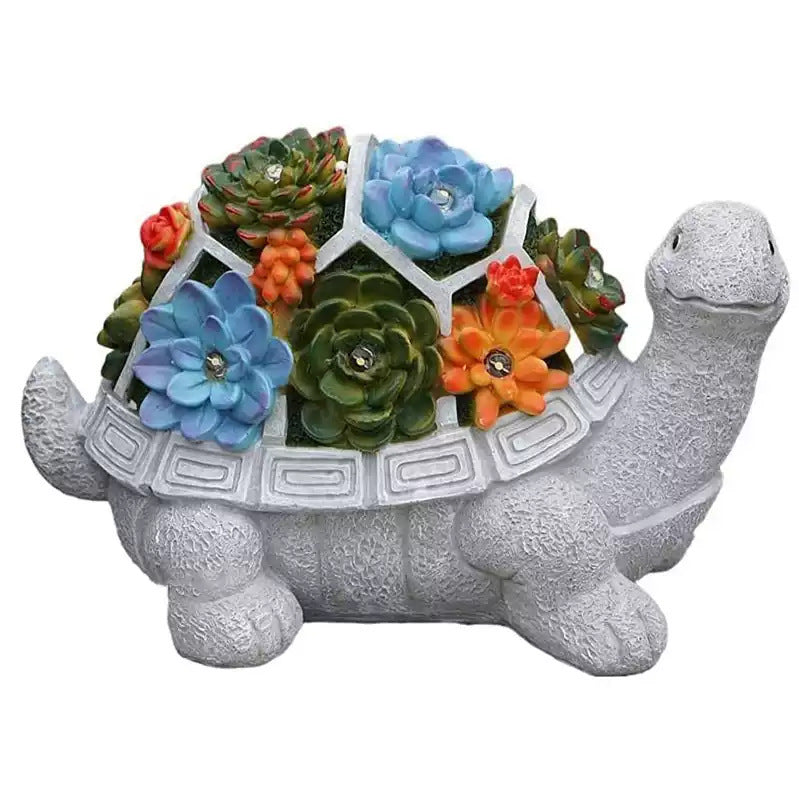 Outdoor Solar Light Succulent Turtle Sculpture Creative Ornament Resin Courtyard Landscape Decoration