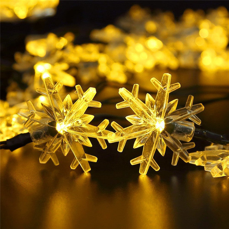LED Solar String Light Outdoor Waterproof Snow Flower Plug-in-light String for Garden Ornament