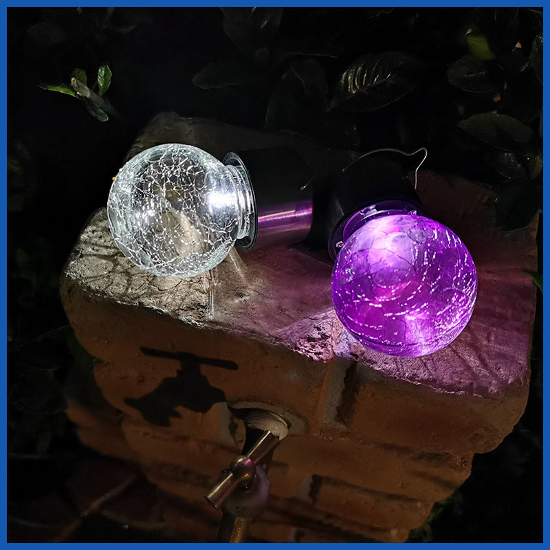Outdoor Waterproof Decorative Solar Light Cracked Glass Ball Pendant Lamp Courtyard Landscape Solar Light