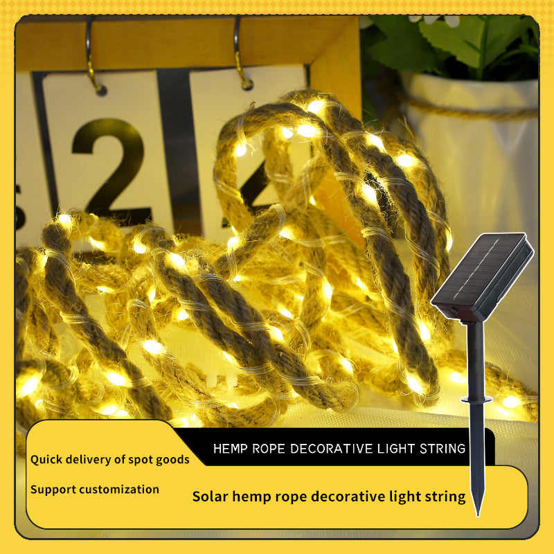 Solar LED Twine Light String for Camping PVC LED Colorful Hemp Rope Lights Ambiance Decoration String