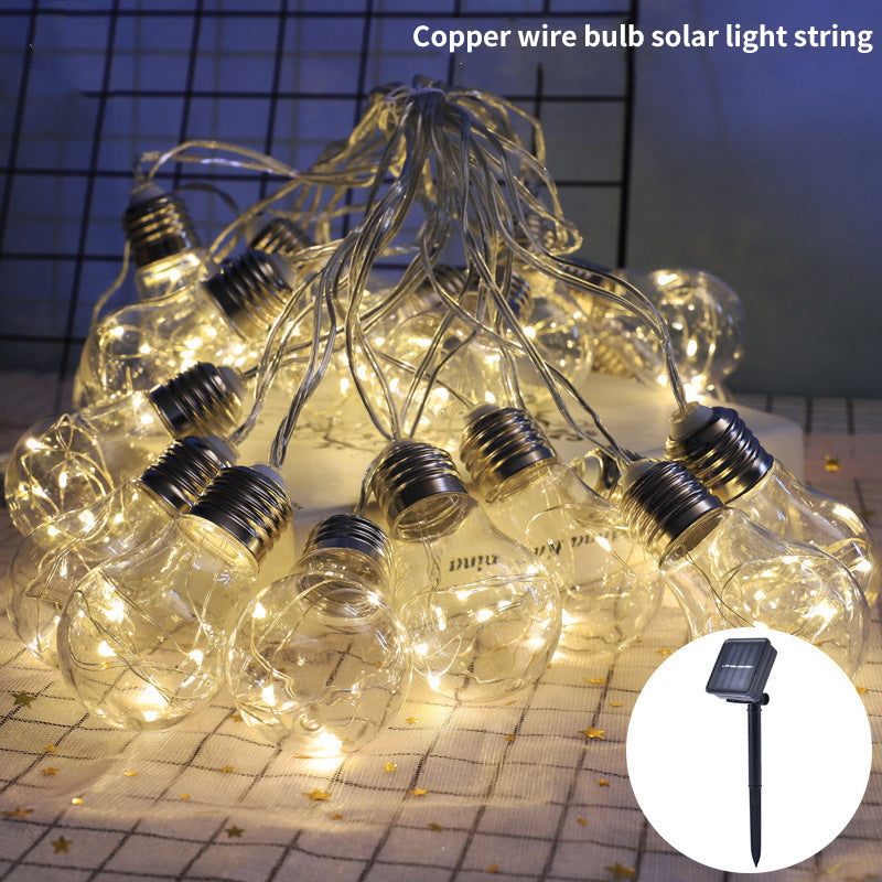 Waterproof LED Bulb String Outdoor Solar Thread String Bulbs Leather Wire Light Garden Decorative Lights