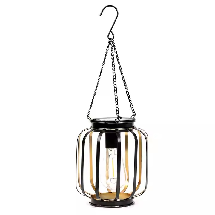 Outdoor Solar Hanging Light Waterproof Retro LED Iron Art Lanterns for Garden Decoration