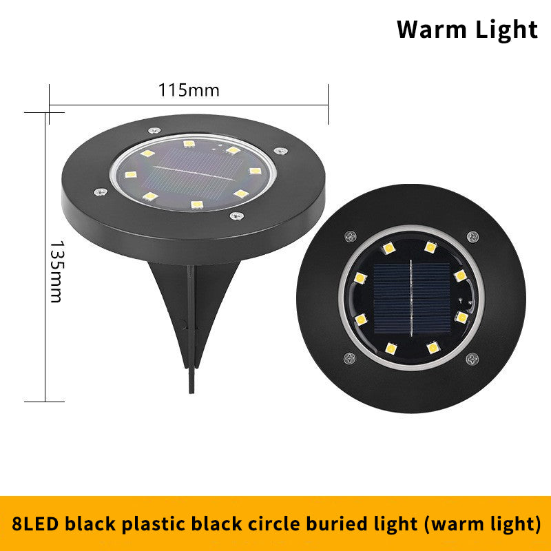 Solar Underground Light Outdoor Circular Plug-in Light Embedded Waterproof Courtyard Lawn Light