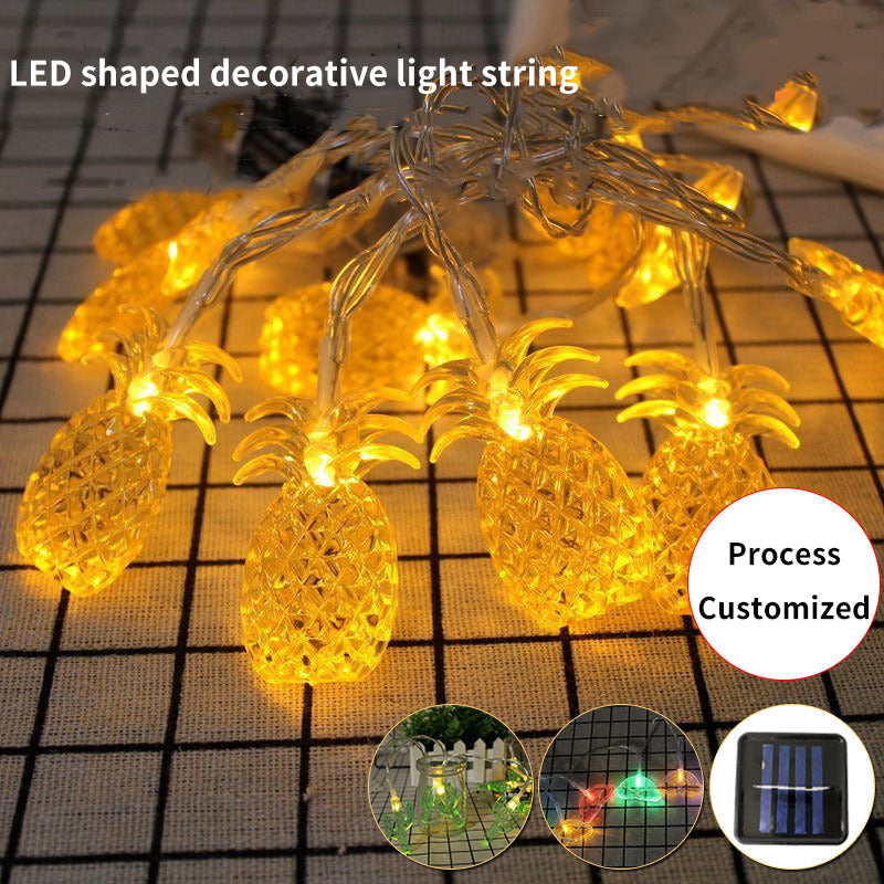 LED Solar Pineapple Shape Light String Waterproof Outdoor Plug in Light String for Garden Landscape Theme Park Decorative Use