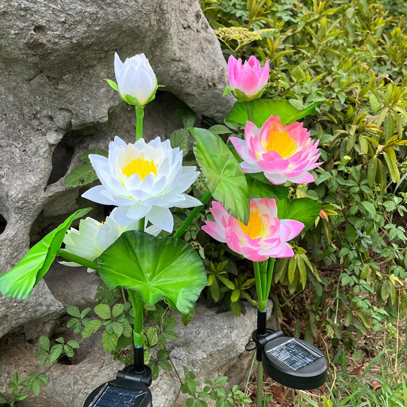 Waterproof LED Solar Pathway Light Outdoor Flower Shaped Landscape Lawn Lights for Garden Decoration