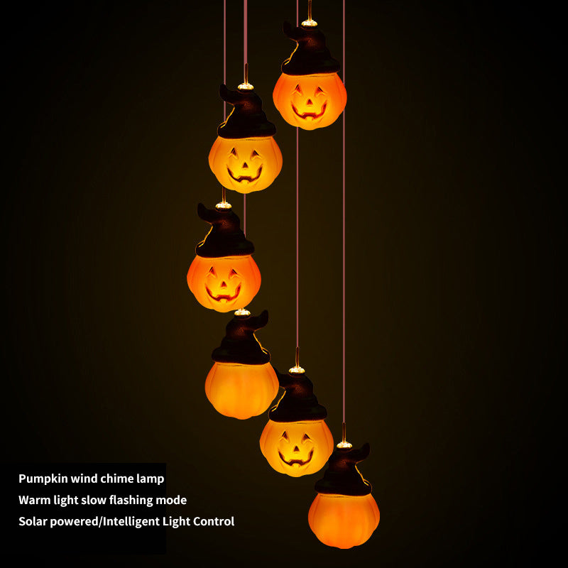 Outdoor Waterproof LED Solar Wind Chime Light Wind Turning Lamp Hanging Lights for Halloween Ornament